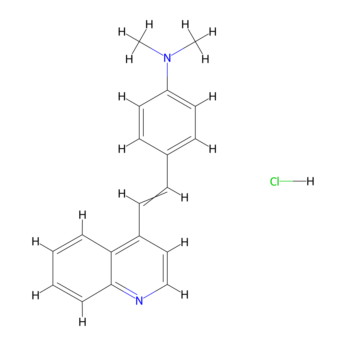 Quinoline, 4-(p-(dimethylamino)styryl)-, monohydrochloride molecular structure, CAS 21970-53-6