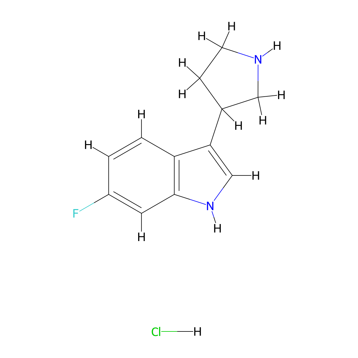 6-Fluoro-3-(pyrrolidin-3-YL)-1H-indole hydrochloride molecular structure, CAS 2197052-37-0