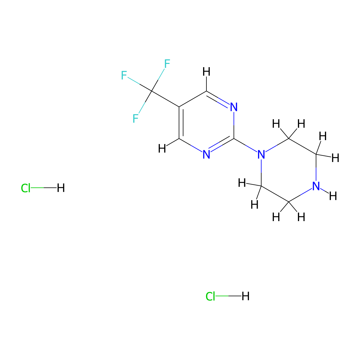 2-(Piperazin-1-YL)-5-(trifluoromethyl)pyrimidine dihydrochloride molecular structure, CAS 2197052-44-9