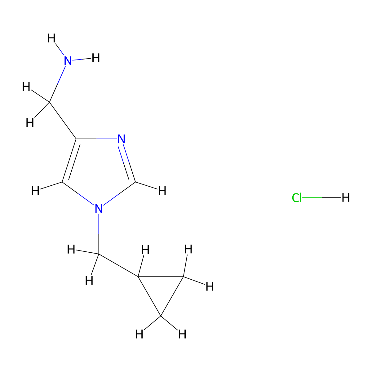 [1-(Cyclopropylmethyl)-1H-imidazol-4-yl]methanamine hydrochloride molecular structure, CAS 2197052-46-1