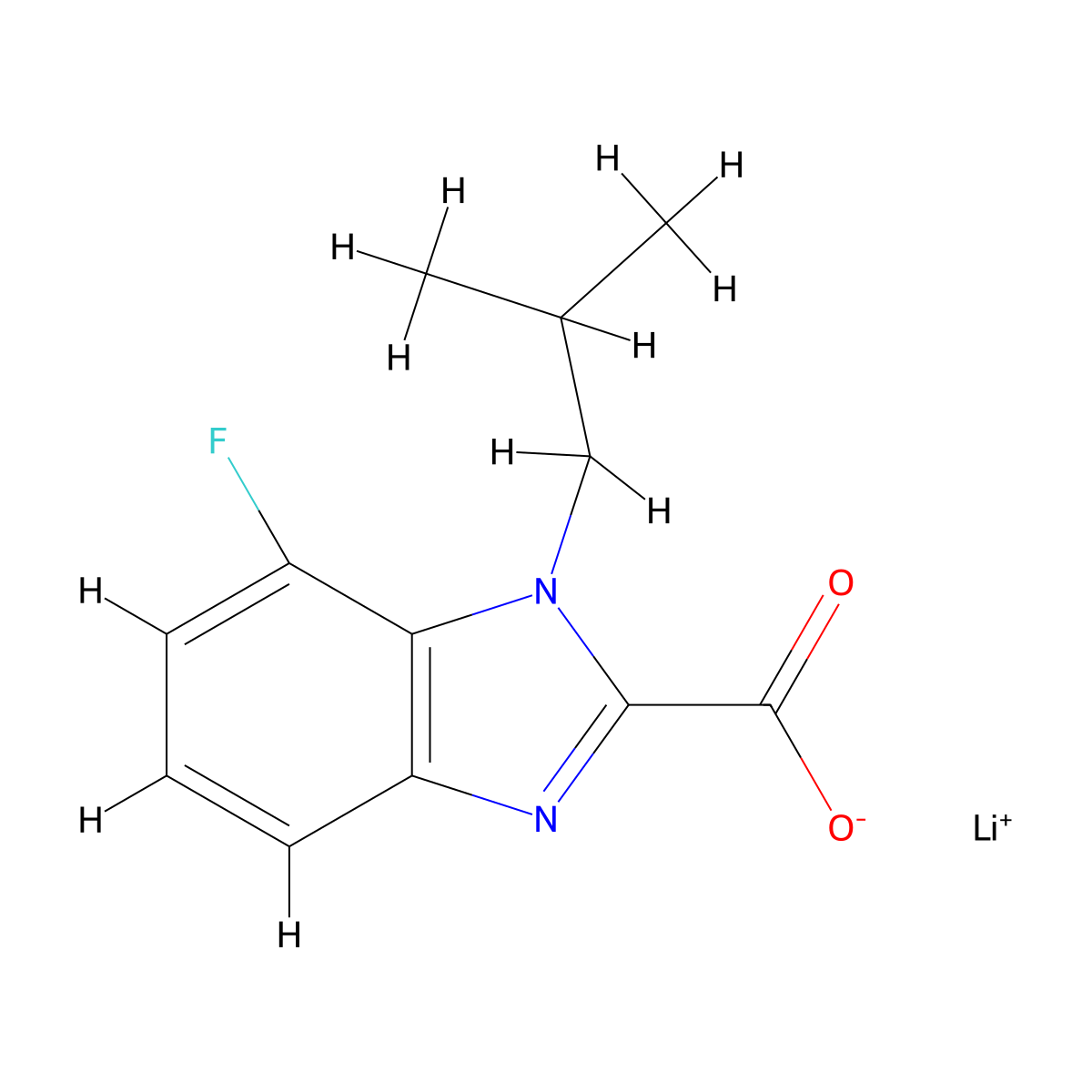 Lithium 7-fluoro-1-isobutyl-1H-benzo[d]imidazole-2-carboxylate molecular structure, CAS 2197052-60-9