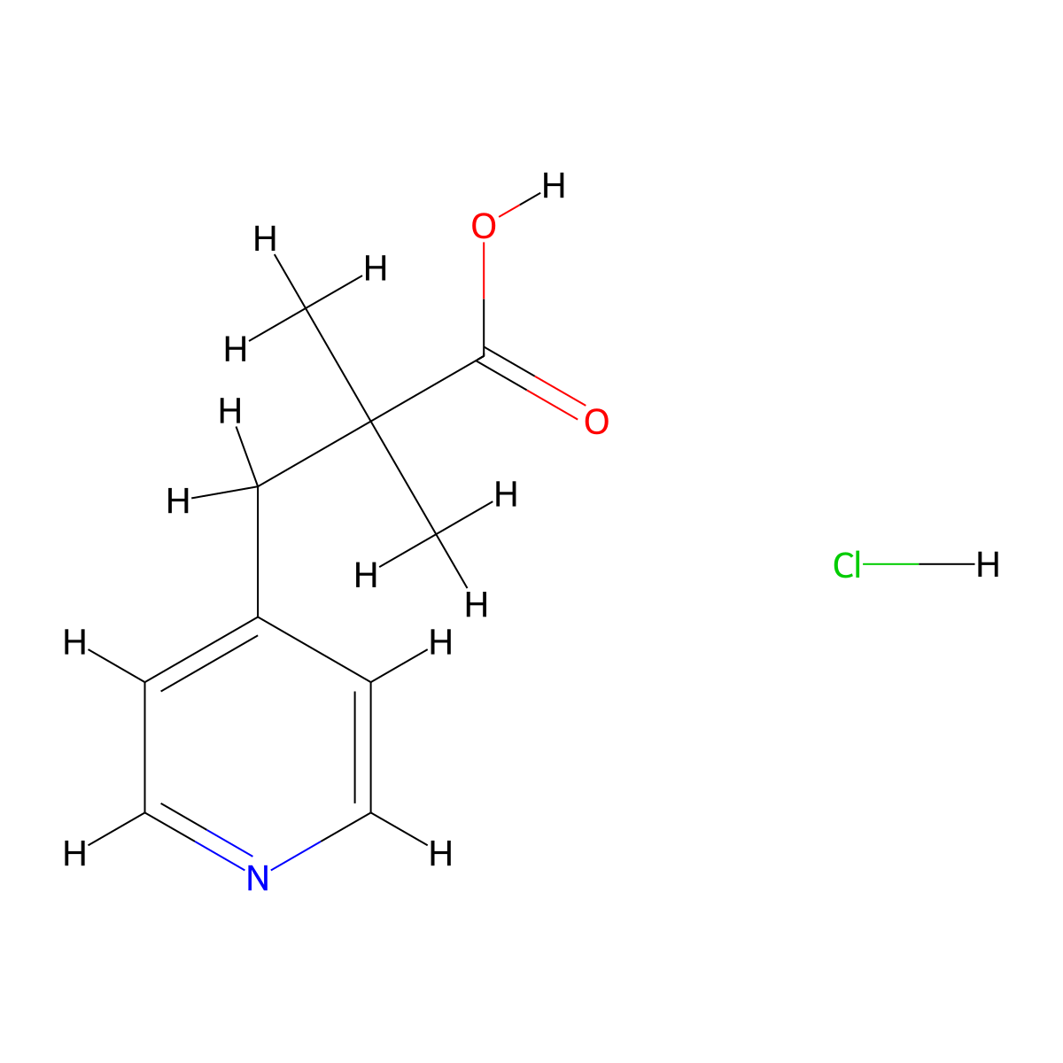 2,2-Dimethyl-3-(pyridin-4-yl)propanoic acid hydrochloride molecular structure, CAS 2197052-65-4