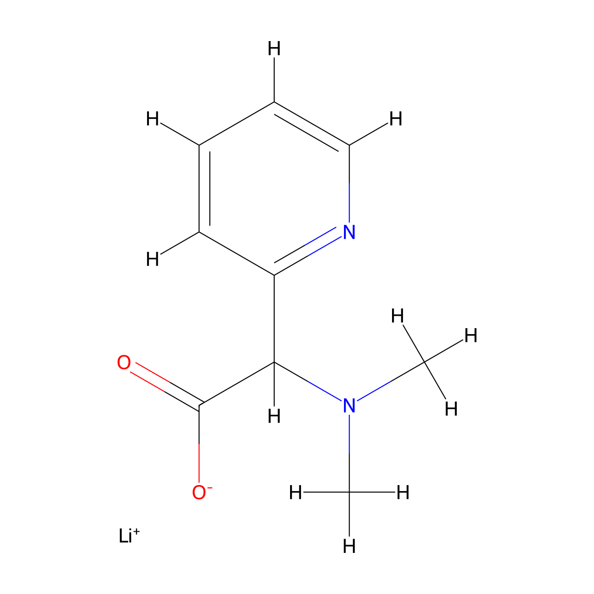 Lithium 2-(dimethylamino)-2-(pyridin-2-yl)acetate molecular structure, CAS 2197052-74-5