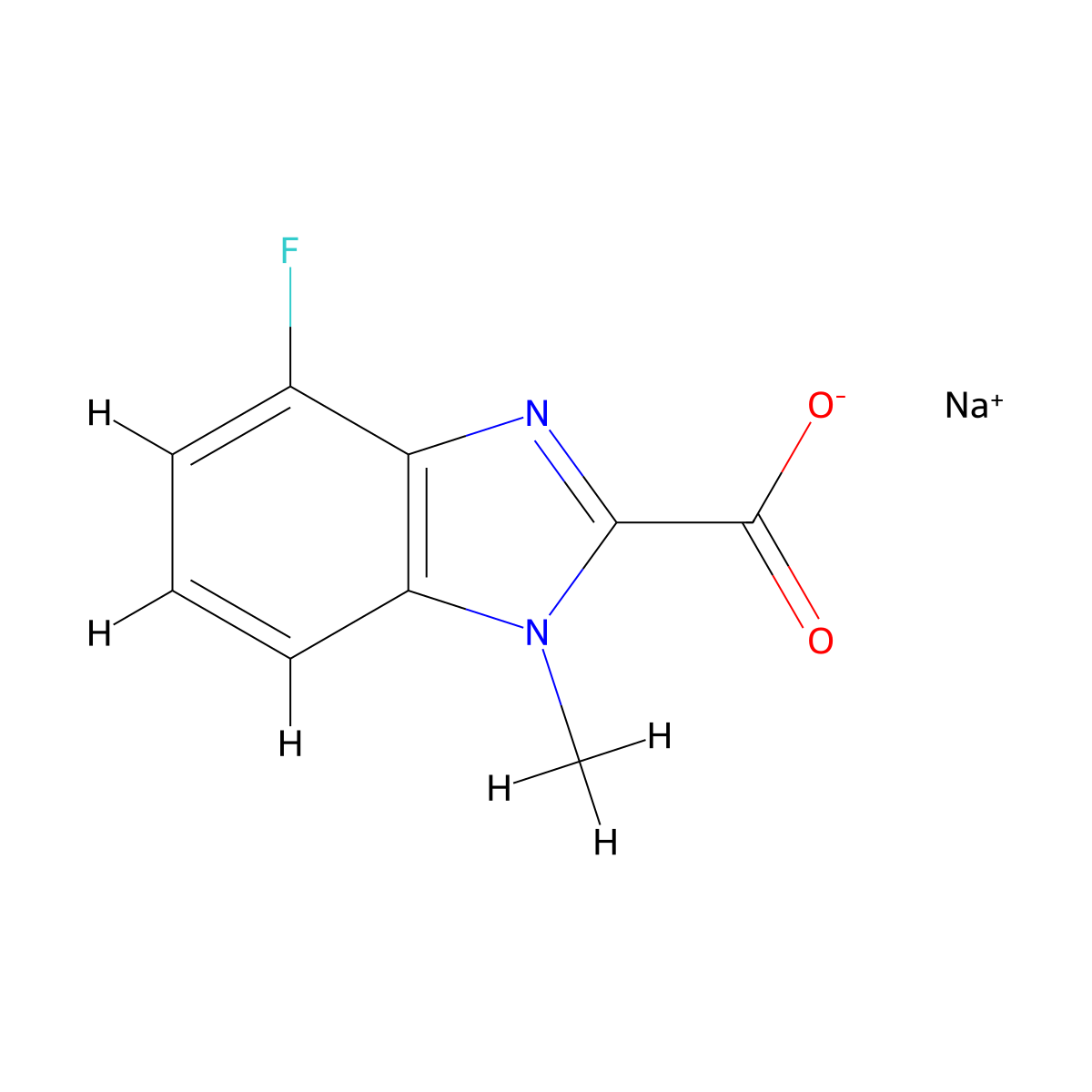 Sodium 4-fluoro-1-methyl-1H-benzo[d]imidazole-2-carboxylate molecular structure, CAS 2197052-77-8