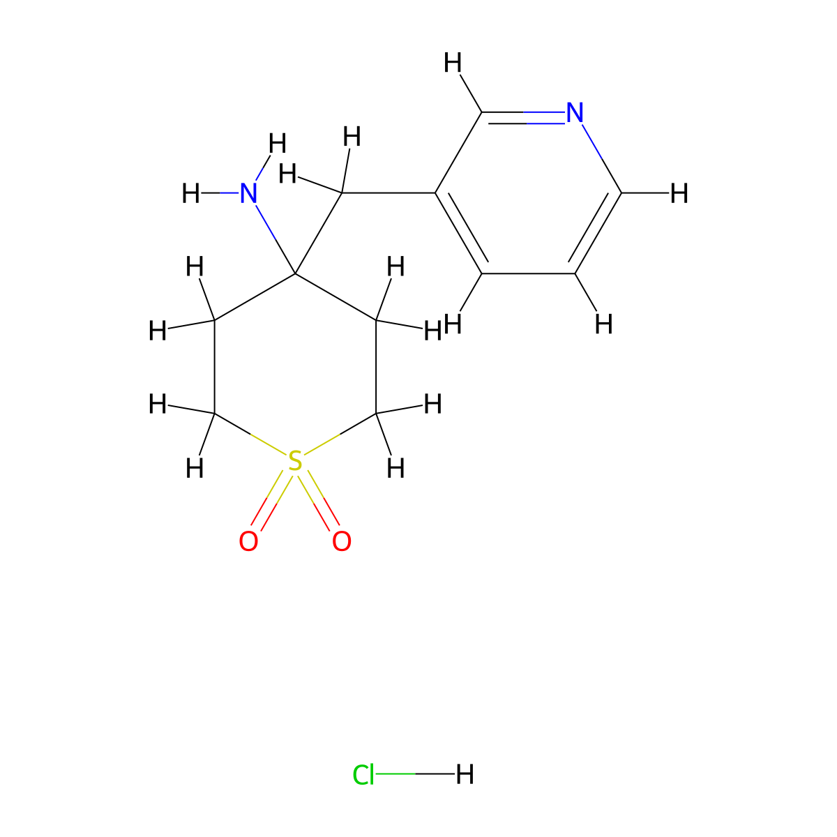 4-Amino-4-(pyridin-3-ylmethyl)-1lambda(6)-thiane-1,1-dione hydrochloride molecular structure, CAS 2197052-87-0