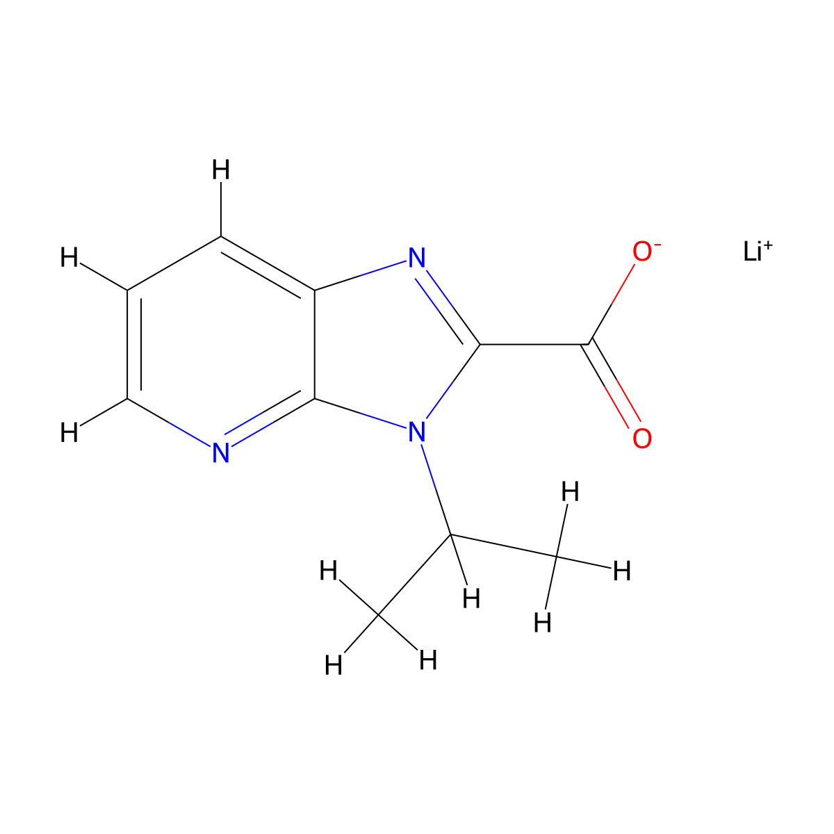 Lithium 3-isopropyl-3H-imidazo[4,5-b]pyridine-2-carboxylate molecular structure, CAS 2197052-89-2