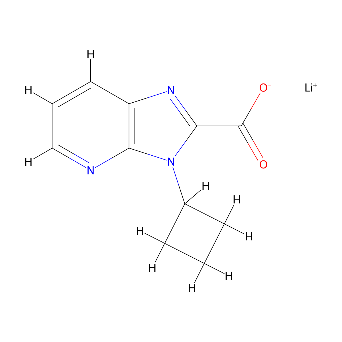 Lithium 3-cyclobutyl-3H-imidazo[4,5-b]pyridine-2-carboxylate molecular structure, CAS 2197052-99-4