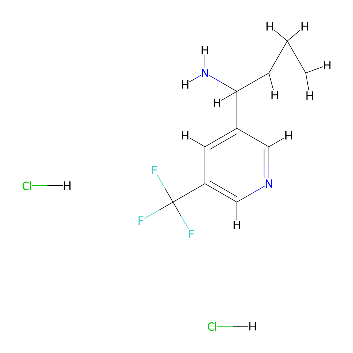 Cyclopropyl[5-(trifluoromethyl)pyridin-3-yl]methanamine dihydrochloride molecular structure, CAS 2197053-07-7