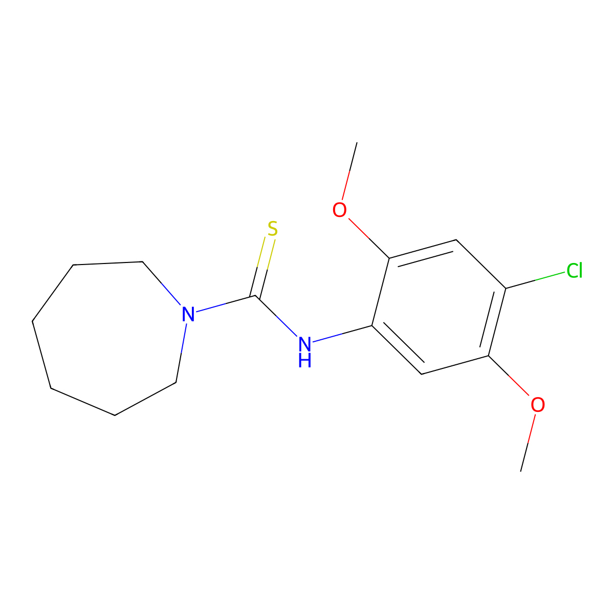 N-(4-chloro-2,5-dimethoxyphenyl)azepane-1-carbothioamide molecular structure, CAS 2197053-09-9