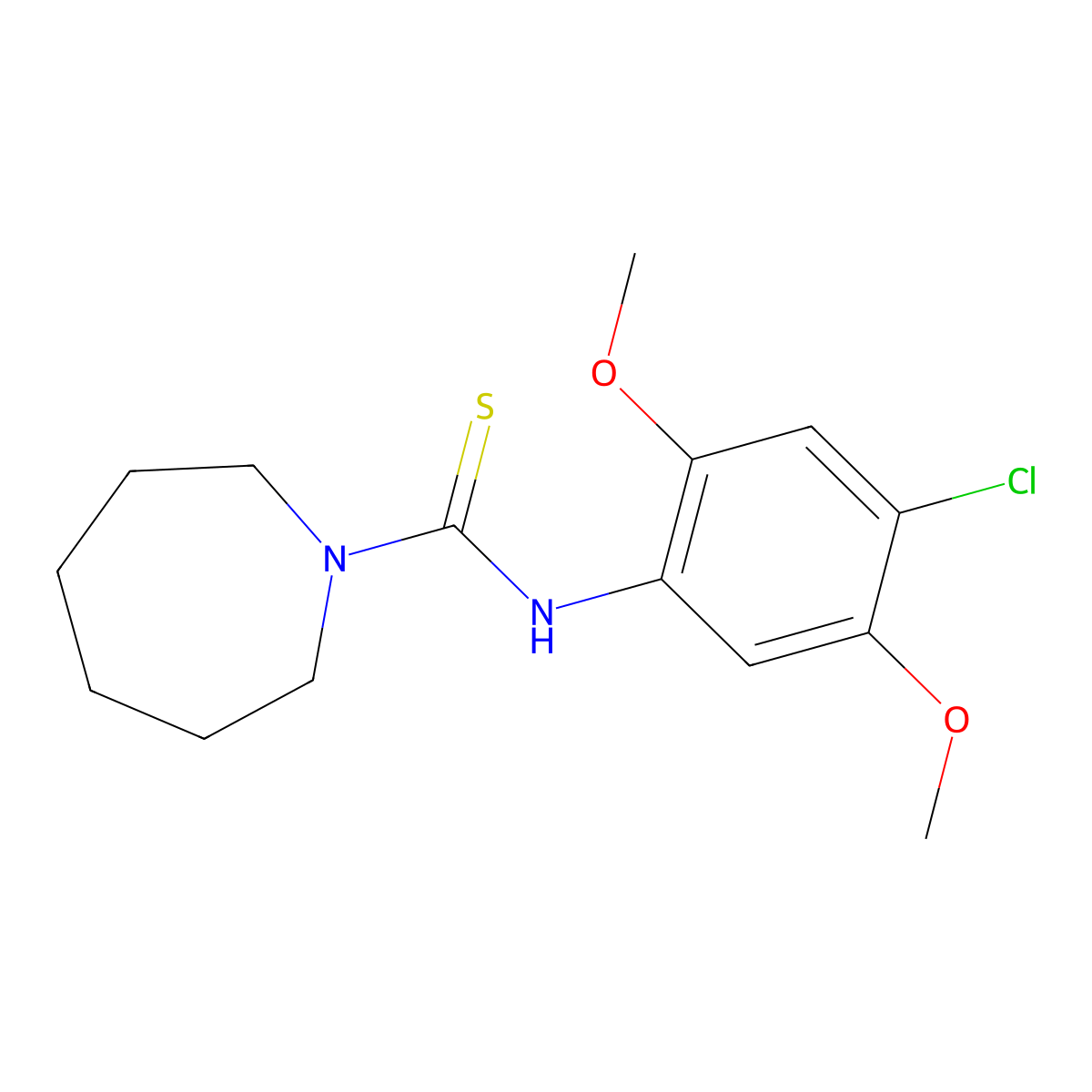 N-(4-chloro-2,5-dimethoxyphenyl)azepane-1-carbothioamide molecular structure, CAS 2197053-09-9
