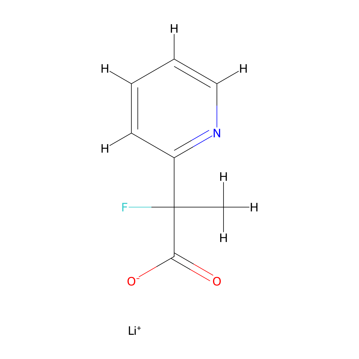 Lithium 2-fluoro-2-(pyridin-2-yl)propanoate molecular structure, CAS 2197053-21-5