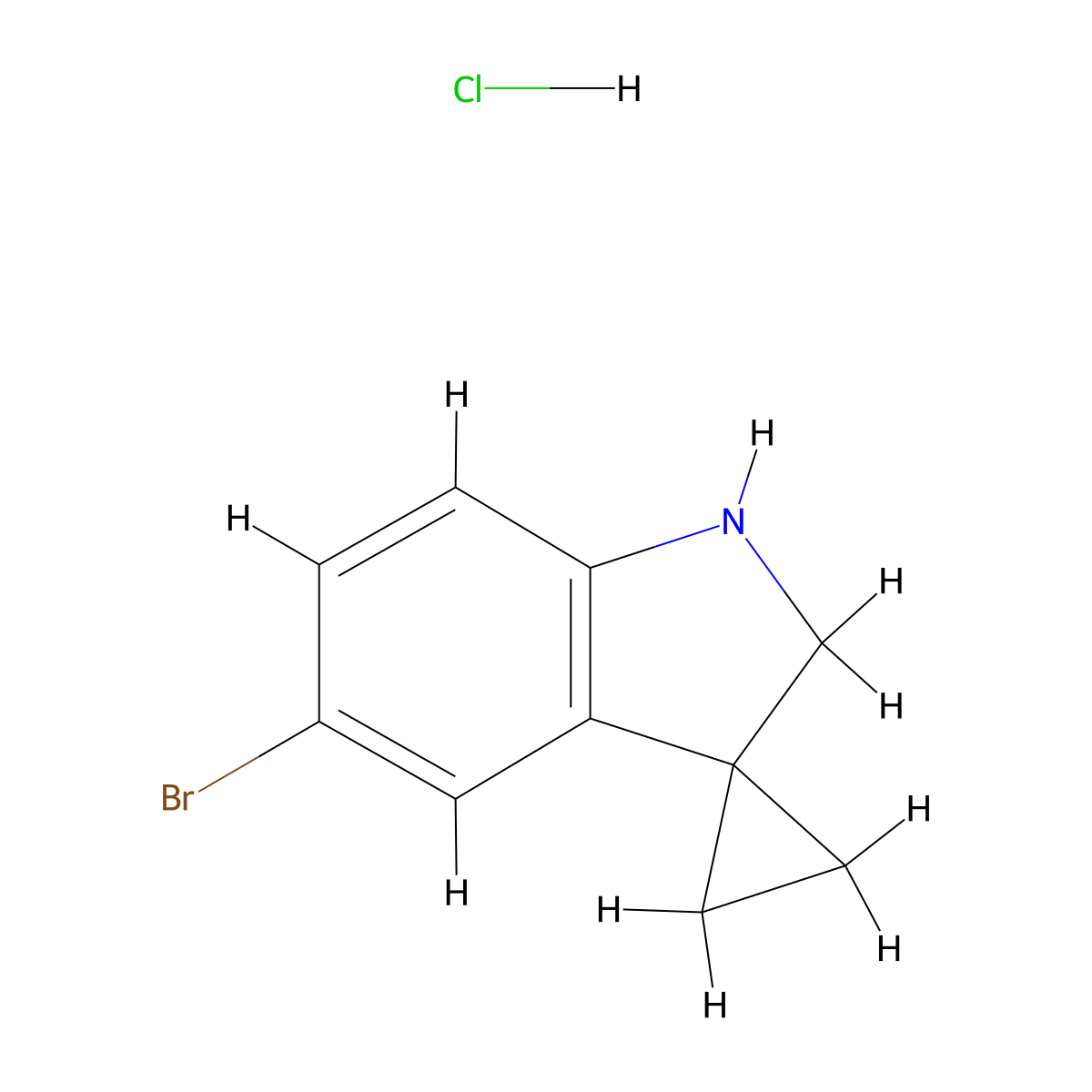 5'-Bromo-1',2'-dihydrospiro[cyclopropane-1,3'-indole] hydrochloride molecular structure, CAS 2197053-32-8