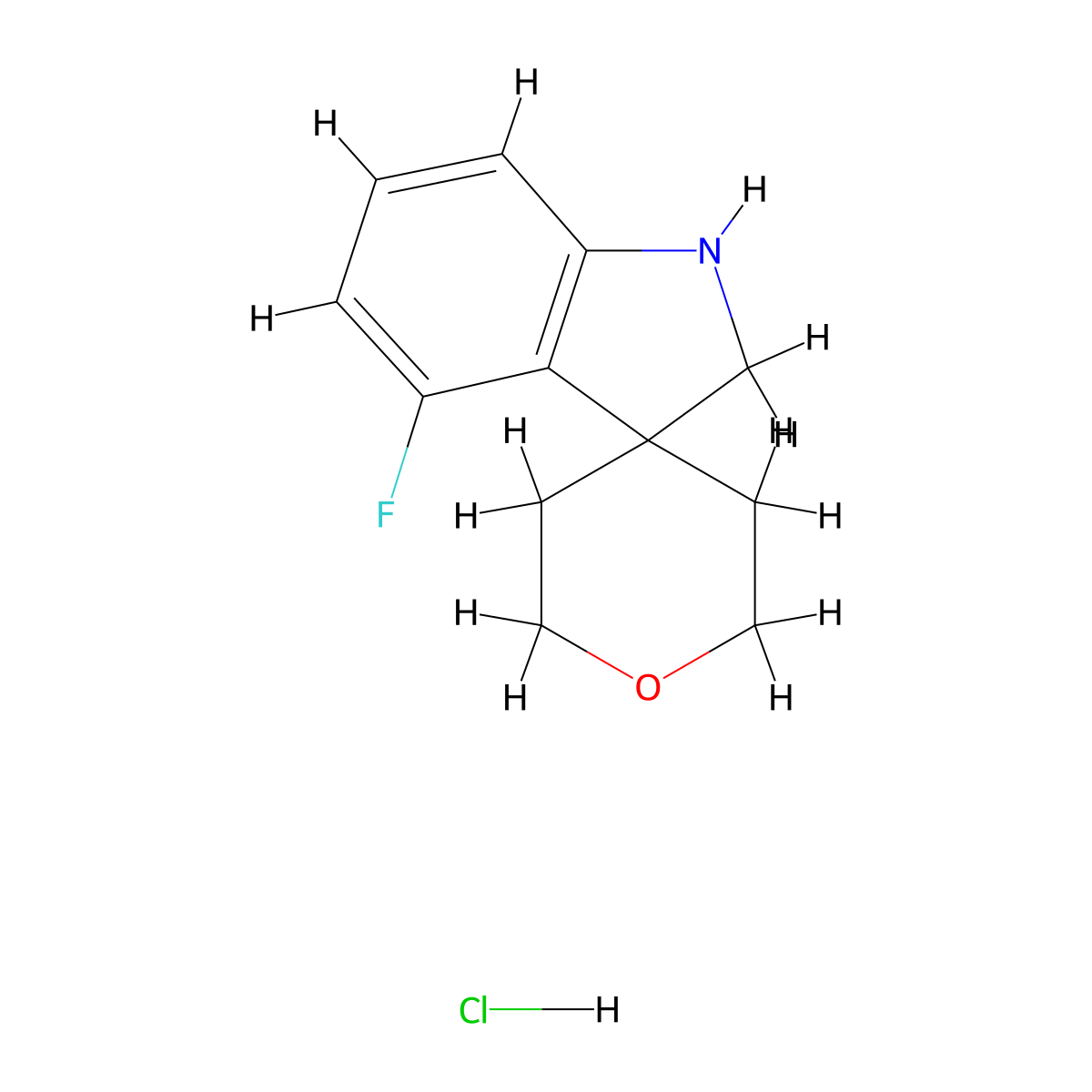 4-Fluoro-1,2-dihydrospiro[indole-3,4'-oxane]hydrochloride molecular structure, CAS 2197053-37-3