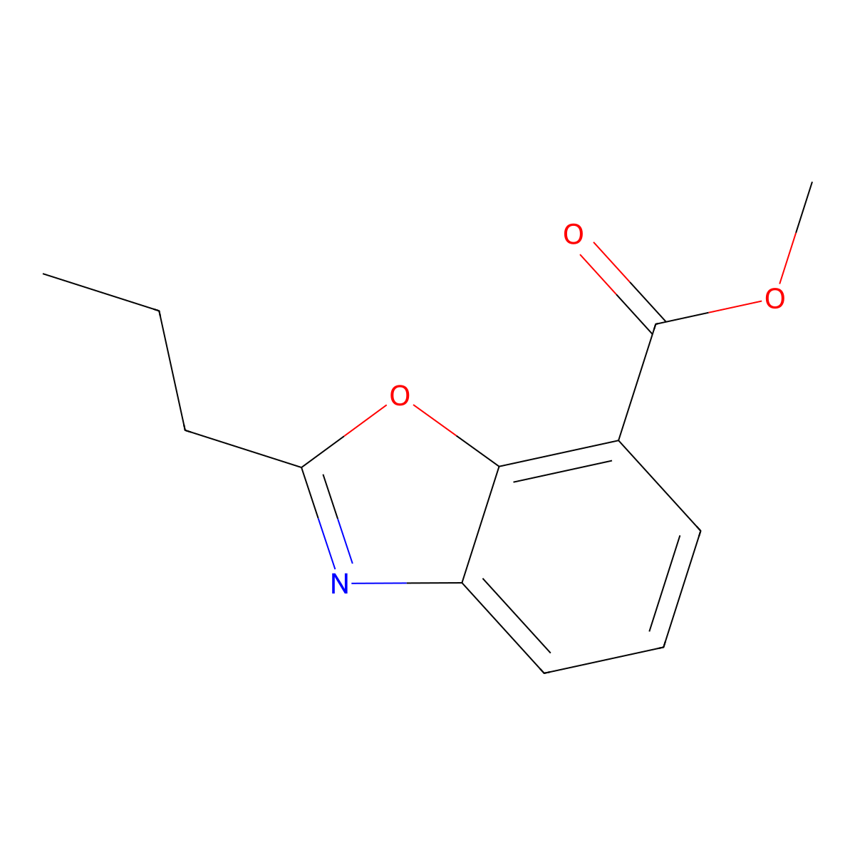 Methyl 2-propyl-1,3-benzoxazole-7-carboxylate molecular structure, CAS 2197053-40-8