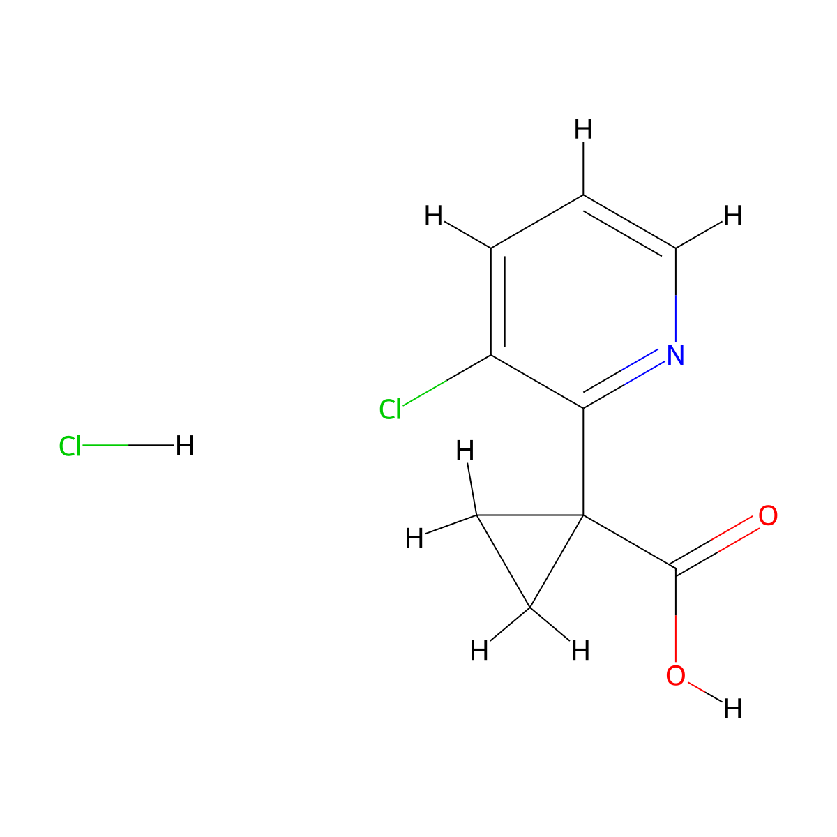 1-(3-Chloropyridin-2-yl)cyclopropanecarboxylic acid hydrochloride molecular structure, CAS 2197053-41-9