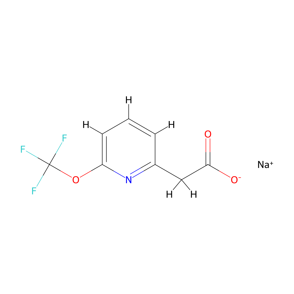 Sodium 2-[6-(trifluoromethoxy)pyridin-2-yl]acetate molecular structure, CAS 2197053-47-5