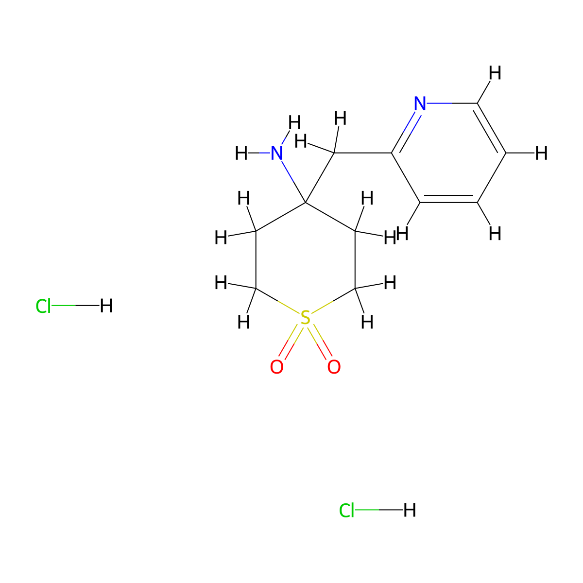 4-Amino-4-(pyridin-2-ylmethyl)-1Lambda(6)-thiane-1,1-dione dihydrochloride molecular structure, CAS 2197053-74-8