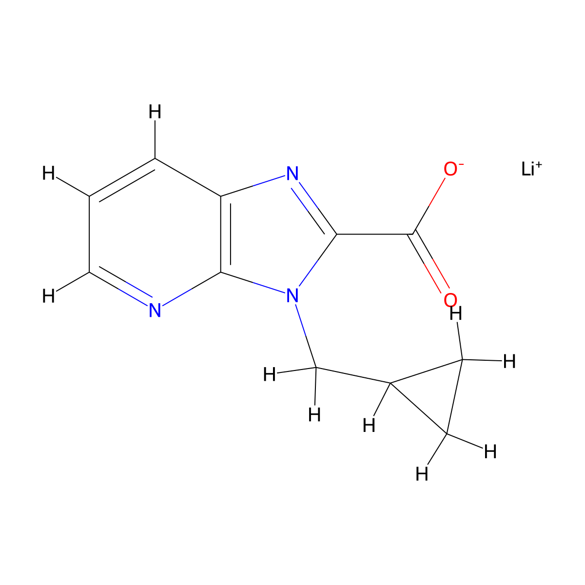 Lithium 3-(cyclopropylmethyl)-3H-imidazo[4,5-b]pyridine-2-carboxylate molecular structure, CAS 2197053-78-2