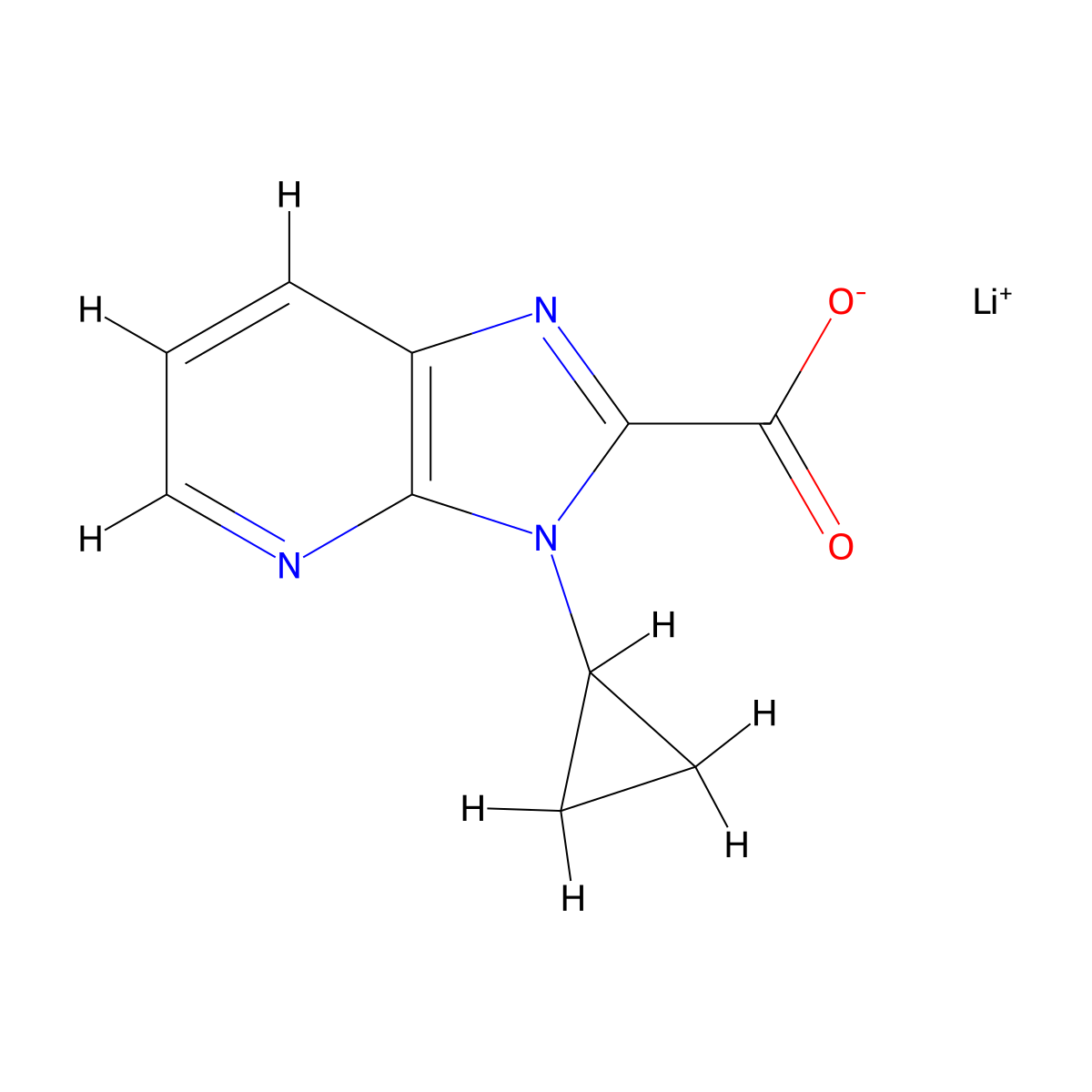 Lithium 3-cyclopropyl-3H-imidazo[4,5-b]pyridine-2-carboxylate molecular structure, CAS 2197053-90-8