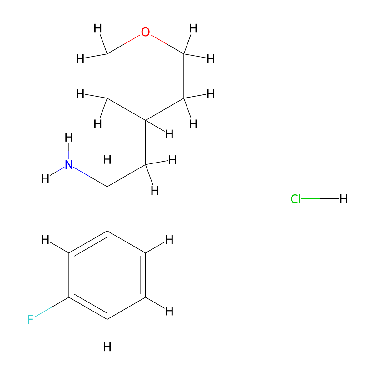 1-(3-Fluorophenyl)-2-(tetrahydro-2H-pyran-4-yl)ethanamine hydrochloride molecular structure, CAS 2197053-94-2
