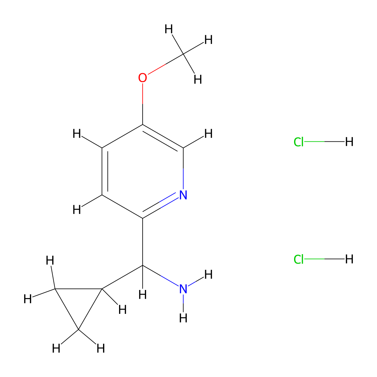 Cyclopropyl(5-methoxypyridin-2-yl)methanamine dihydrochloride molecular structure, CAS 2197054-00-3