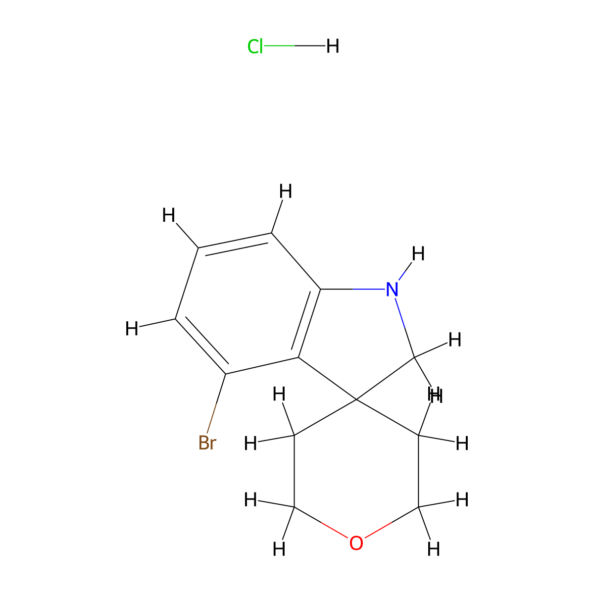 4-Bromo-1,2-dihydrospiro[indole-3,4'-oxane]hydrochloride molecular structure, CAS 2197054-05-8