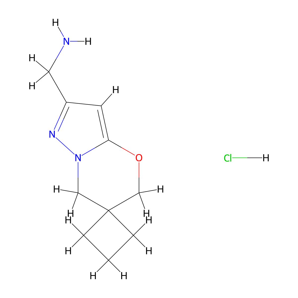 1',3'-Dihydrospiro{cyclobutane-1,2'-pyrazolo[3,2-b][1,3]oxazine}-6'-ylmethanamine hydrochloride molecular structure, CAS 2197054-08-1