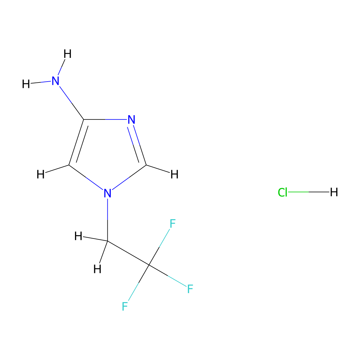 1-(2,2,2-trifluoroethyl)-1H-imidazol-4-amine hydrochloride molecular structure, CAS 2197054-18-3
