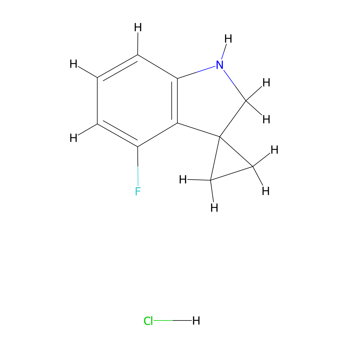 4'-Fluorospiro[cyclopropane-1,3'-indoline] hydrochloride molecular structure, CAS 2197054-19-4