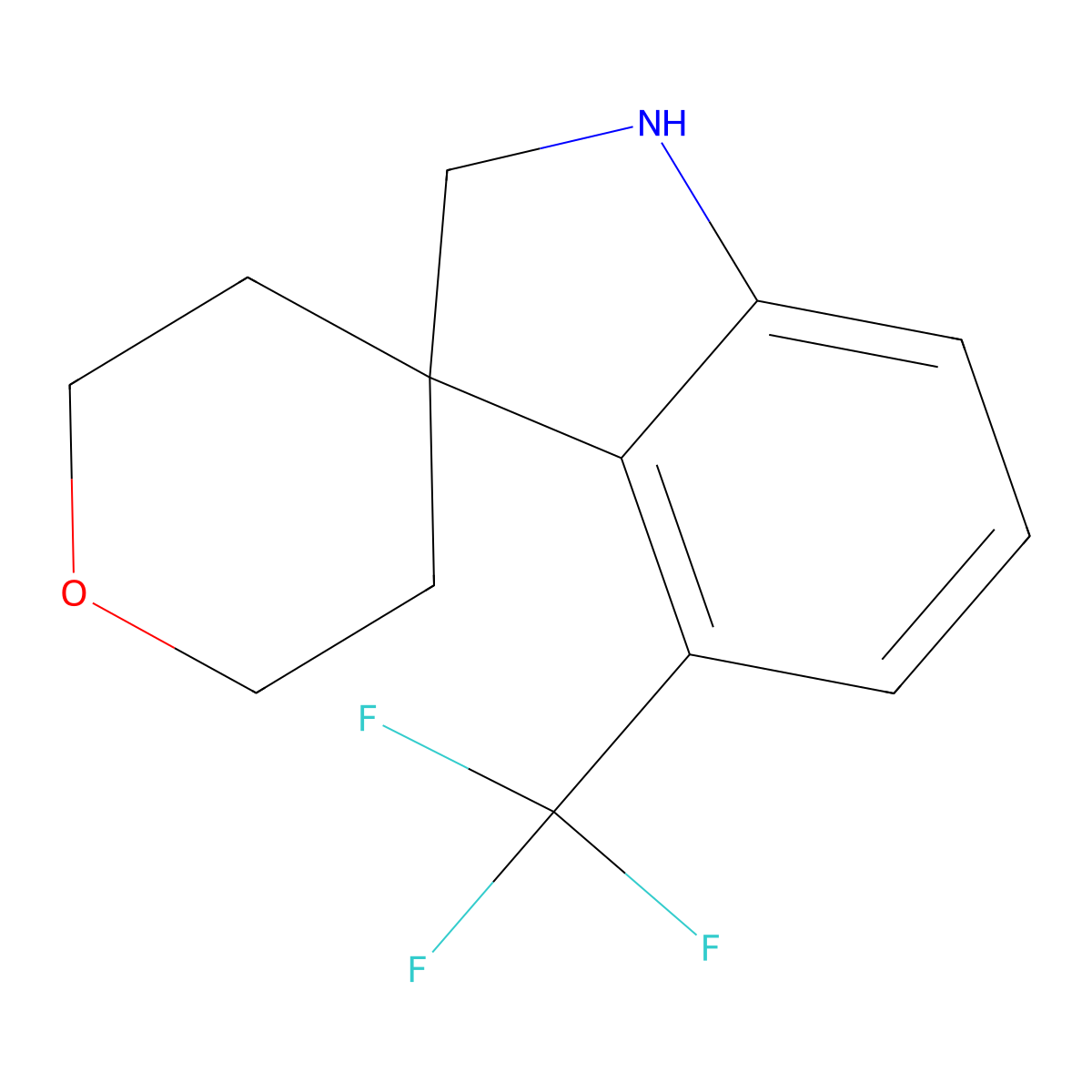 4-(Trifluoromethyl)-1,2-dihydrospiro[indole-3,4'-oxane] molecular structure, CAS 2197054-23-0