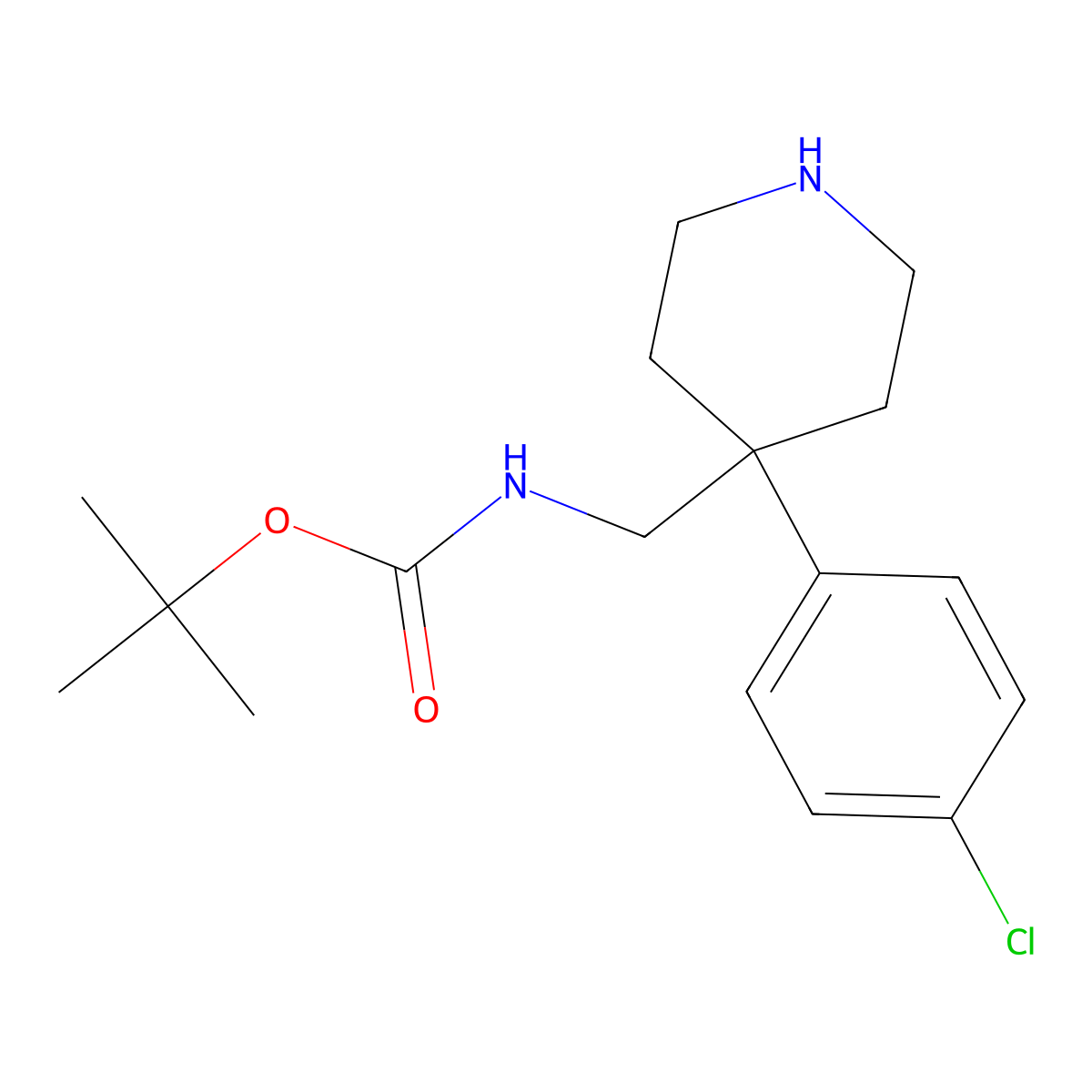 tert-Butyl [4-(4-chlorophenyl)piperidin-4-yl]methylcarbamate molecular structure, CAS 2197054-24-1