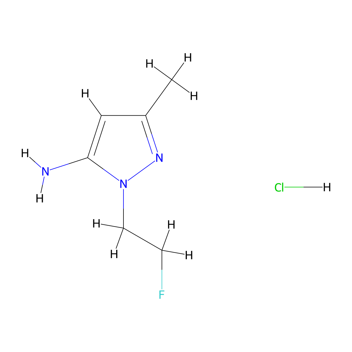 1-(2-Fluoroethyl)-3-methyl-1H-pyrazol-5-amine hydrochloride molecular structure, CAS 2197054-28-5