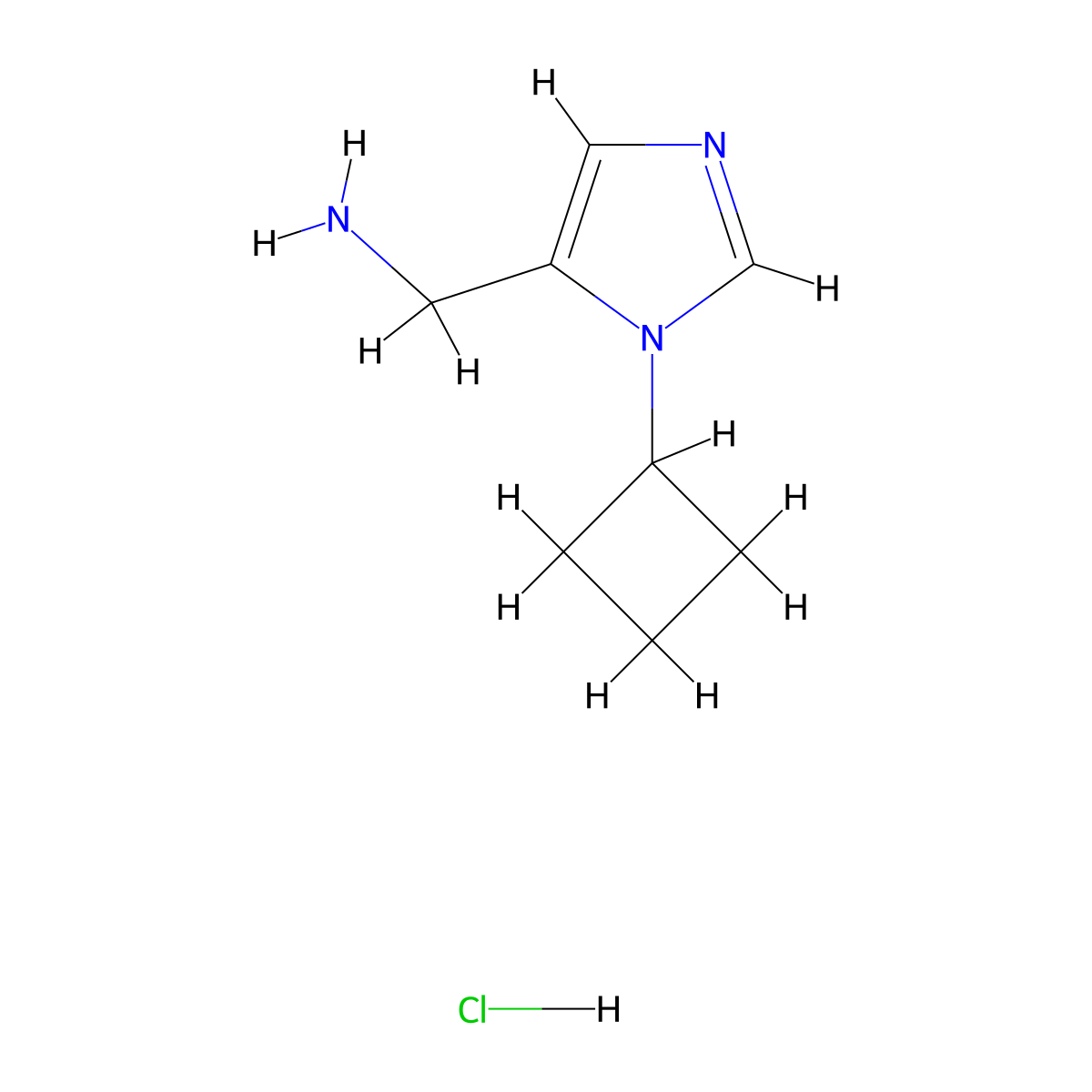(1-Cyclobutyl-1H-imidazol-5-yl)methanamine hydrochloride molecular structure, CAS 2197054-30-9