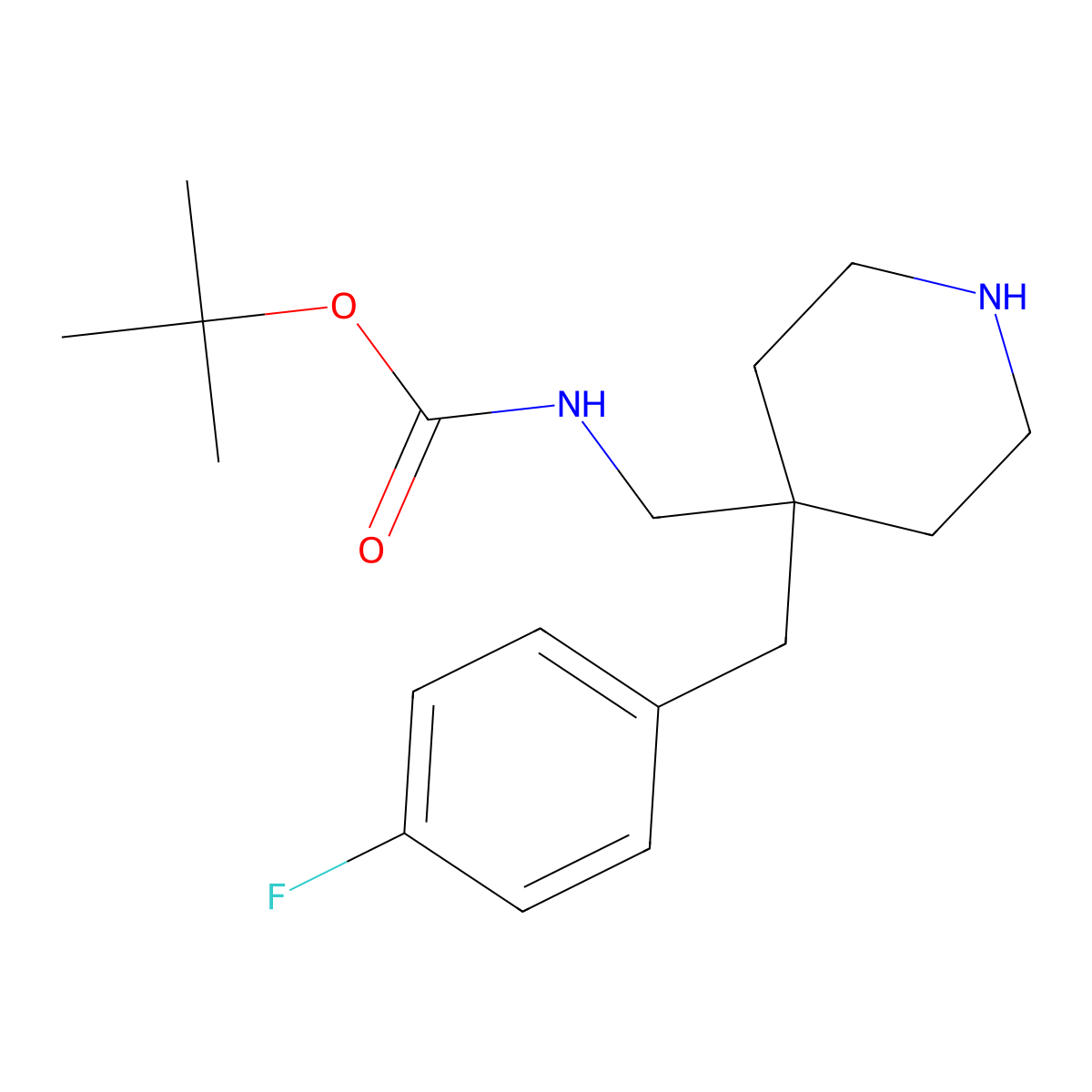 tert-Butyl [4-(4-fluorobenzyl)piperidin-4-yl]methylcarbamate molecular structure, CAS 2197054-32-1