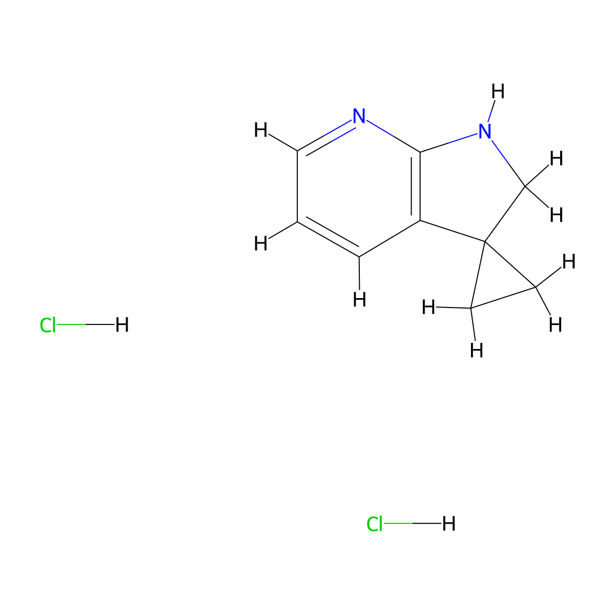2',3'-Dihydrospiro{cyclopropane-1,1'-pyrrolo[2,3-b]pyridine}dihydrochloride molecular structure, CAS 2197054-37-6