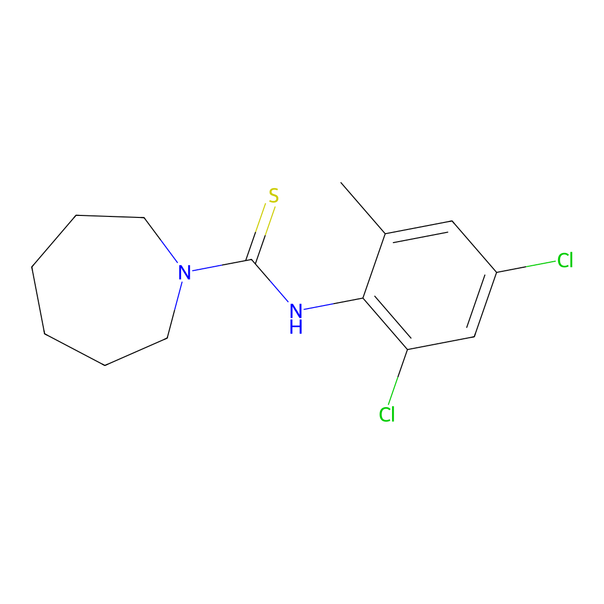 N-(2,4-dichloro-6-methylphenyl)azepane-1-carbothioamide molecular structure, CAS 2197054-38-7