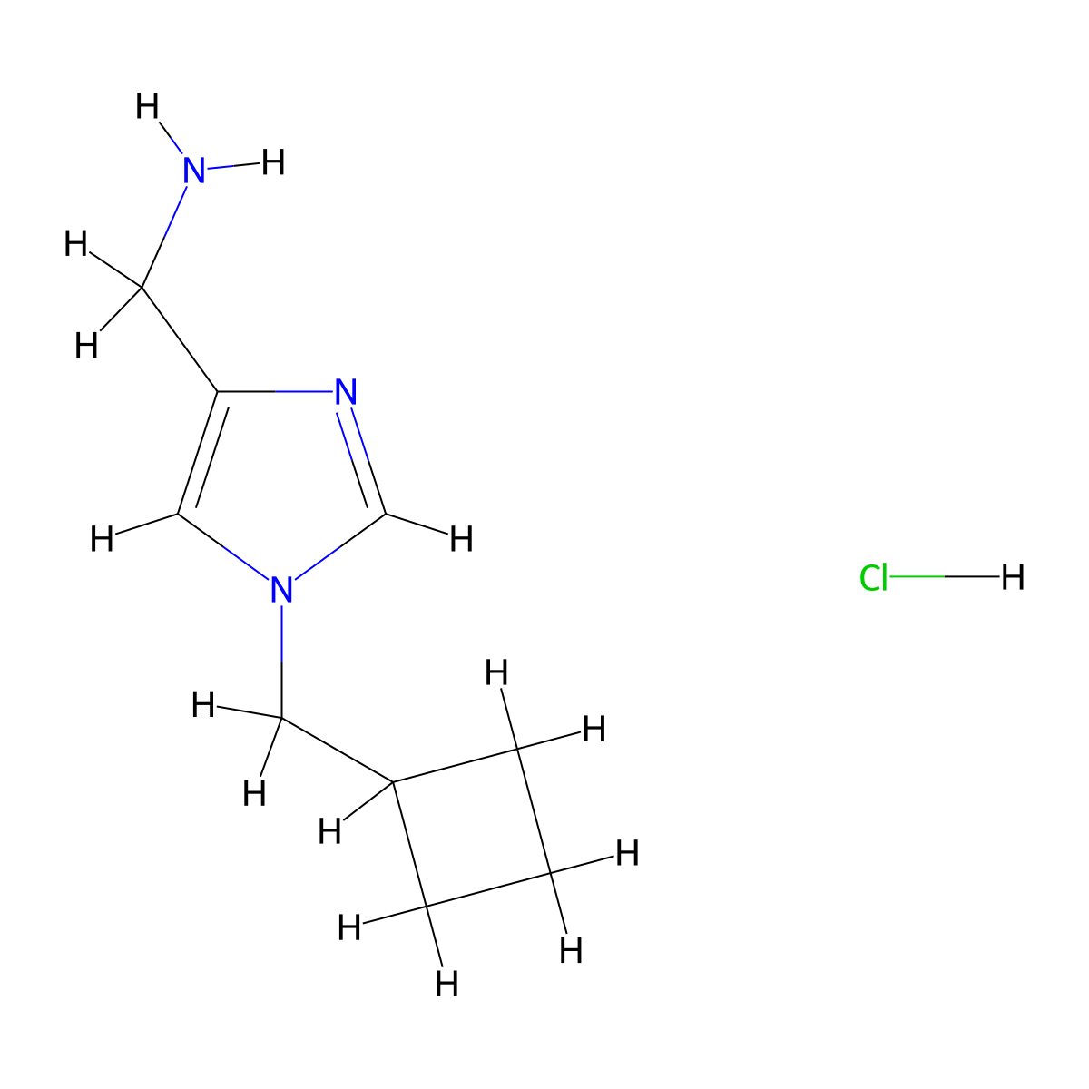[1-(Cyclobutylmethyl)-1H-imidazol-4-yl]methanamine hydrochloride molecular structure, CAS 2197054-39-8
