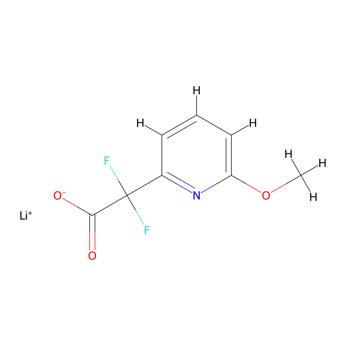 Lithium 2,2-difluoro-2-(6-methoxypyridin-2-yl)acetate molecular structure, CAS 2197054-40-1