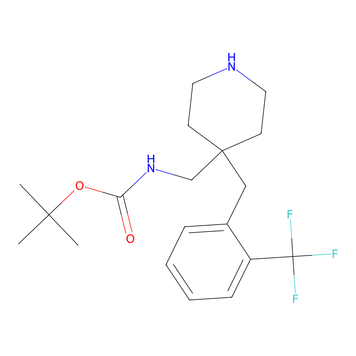 tert-Butyl{4-[2-(trifluoromethyl)benzyl]piperidin-4-yl}methylcarbamate molecular structure, CAS 2197054-42-3