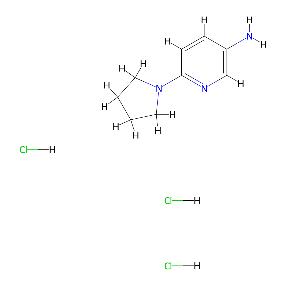 6-(1-Pyrrolidinyl)-3-pyridinamine 3HCl molecular structure, CAS 2197054-43-4