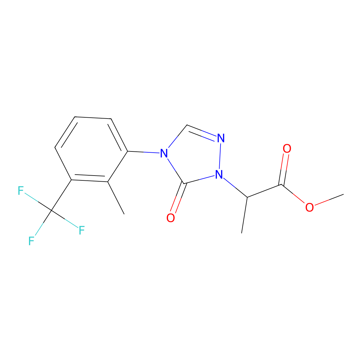 methyl 2-{4-[2-methyl-3-(trifluoromethyl)phenyl]-5-oxo-4,5-dihydro-1H-1,2,4-triazol-1-yl}propanoate molecular structure, CAS 2197054-56-9