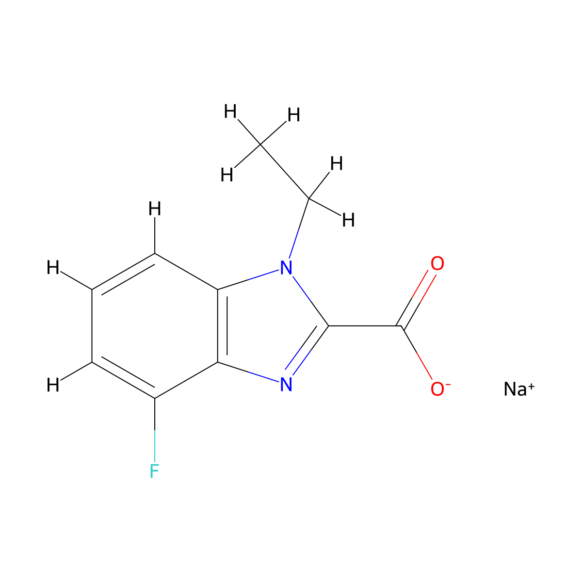 Sodium 1-ethyl-4-fluoro-1H-benzo[d]imidazole-2-carboxylate molecular structure, CAS 2197054-57-0