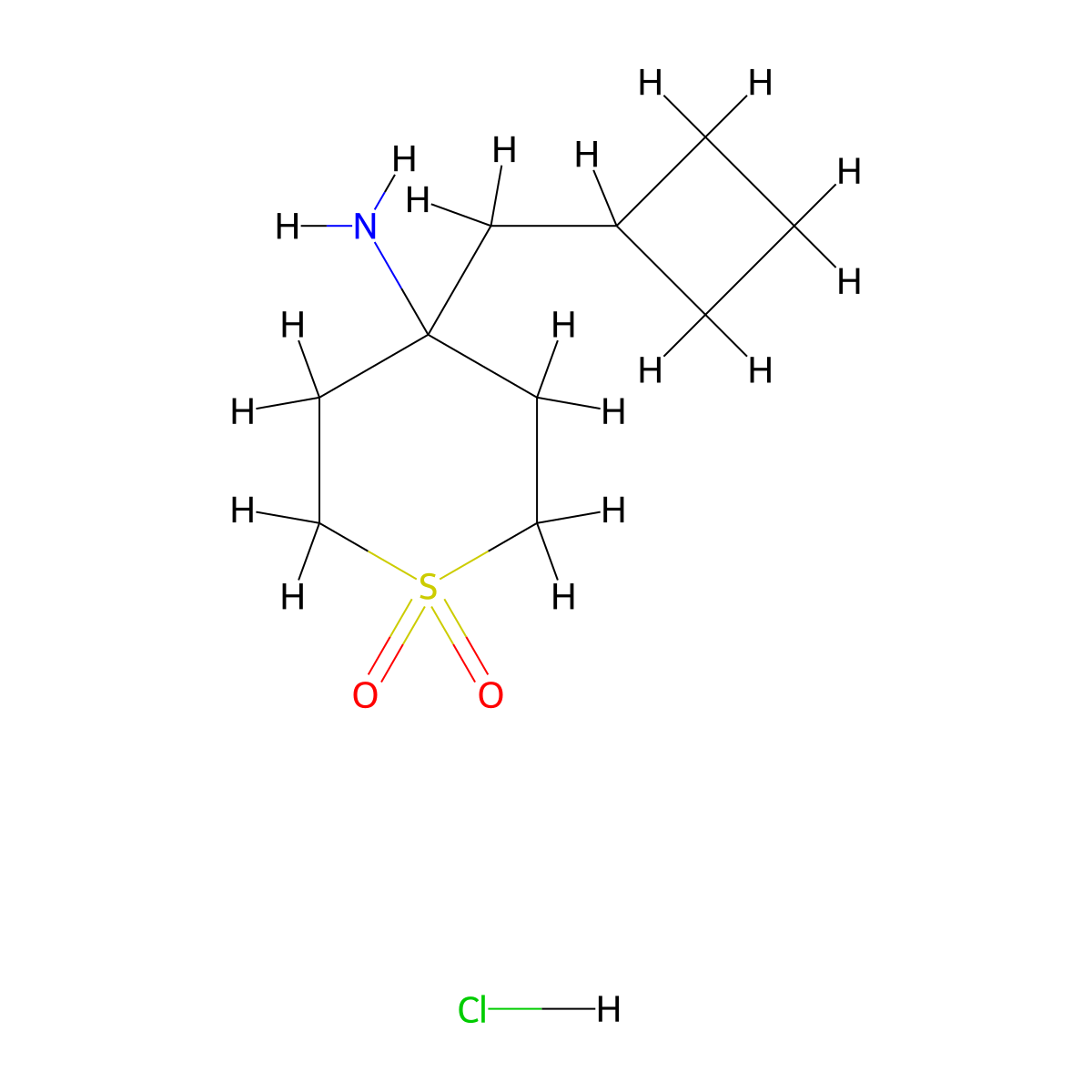 4-Amino-4-(cyclobutylmethyl)-1Lambda(6)-thiane-1,1-dione hydrochloride molecular structure, CAS 2197054-59-2