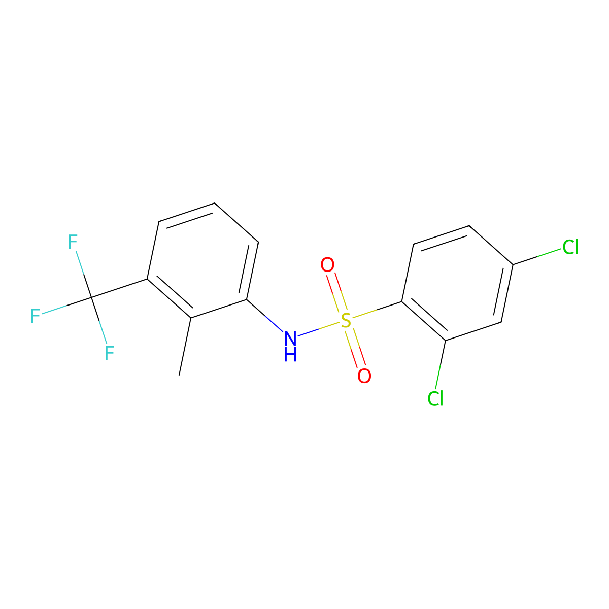 2,4-Dichloro-N-[2-methyl-3-(trifluoromethyl)phenyl]benzenesulfonamide molecular structure, CAS 2197054-61-6