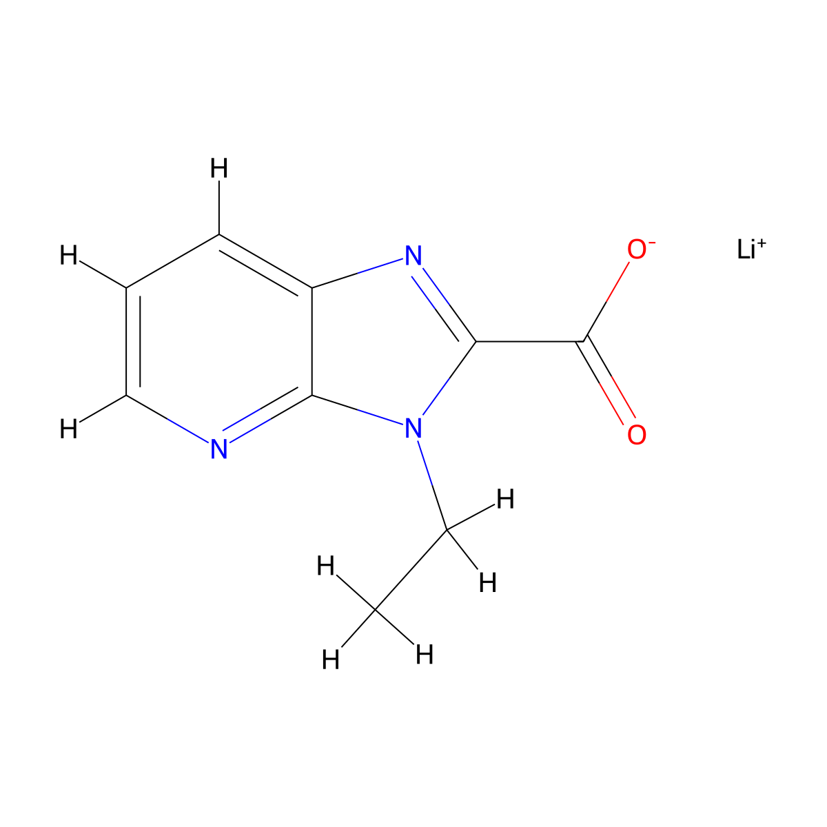 Lithium 3-ethyl-3H-imidazo[4,5-b]pyridine-2-carboxylate molecular structure, CAS 2197054-74-1