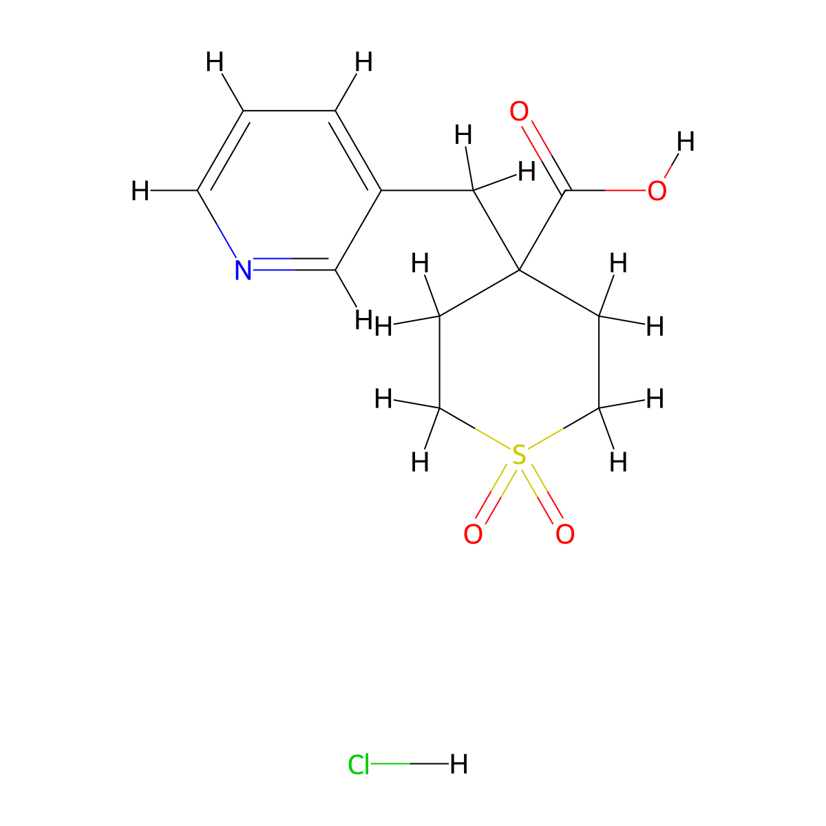 1,1-Dioxo-4-(pyridin-3-ylmethyl)-1lambda(6)-thiane-4-carboxylic acid hydrochlori molecular structure, CAS 2197054-76-3
