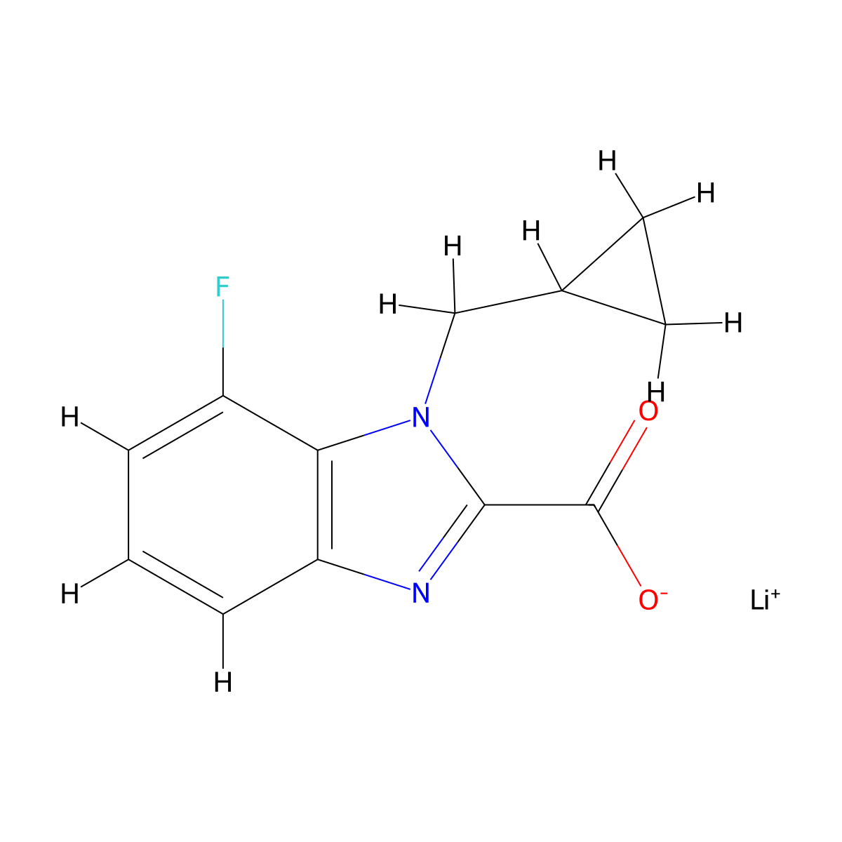 Lithium 1-(cyclopropylmethyl)-7-fluoro-1H-benzo[d]imidazole-2-carboxylate molecular structure, CAS 2197054-80-9