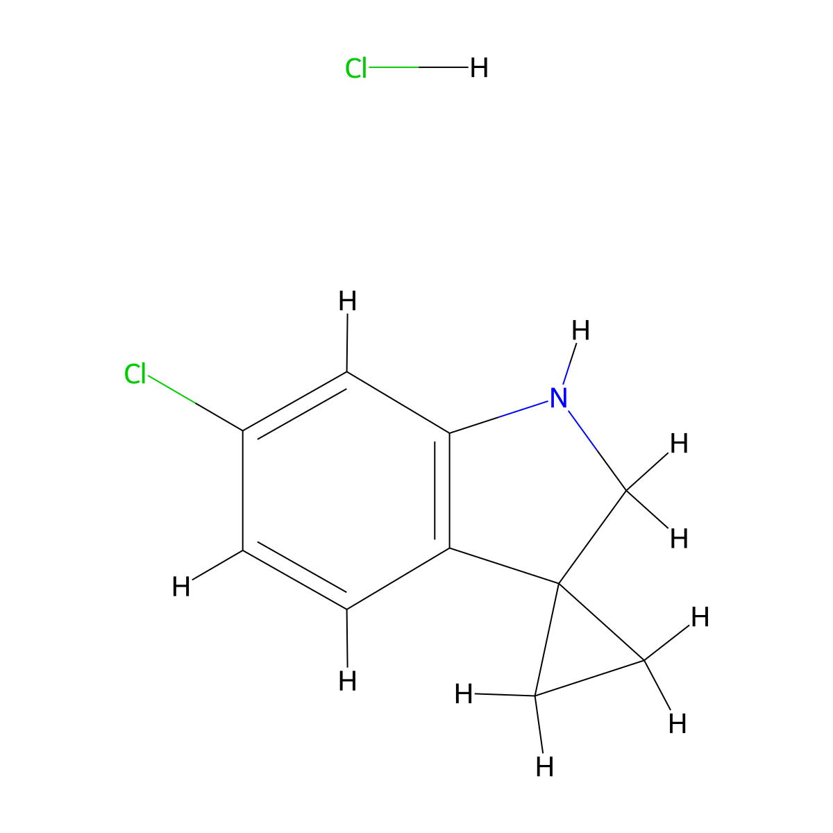 6'-Chloro-1',2'-dihydrospiro[cyclopropane-1,3'-indole] hydrochloride molecular structure, CAS 2197054-82-1