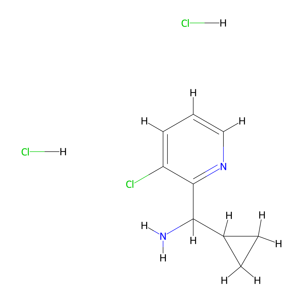 (3-Chloropyridin-2-yl)(cyclopropyl)methanamine dihydrochloride molecular structure, CAS 2197054-85-4