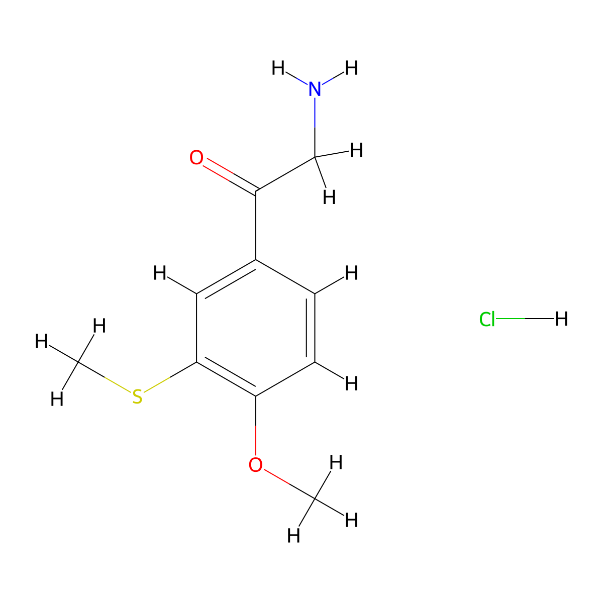 2-Amino-1-[4-methoxy-3-(methylsulfanyl)phenyl]ethan-1-one hydrochloride molecular structure, CAS 2197054-92-3